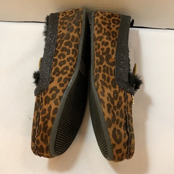 Juicy Couture Size 8 fur-lined animal leopard print flats w/Juicy sequined bling - Picture 3 of 7